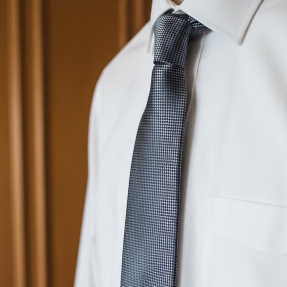Michael Kors Blue Navy Geometric Micro-Pattern Silk Tie 3.5" Classic Width - Picture 3 of 6